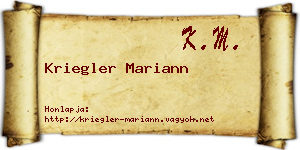 Kriegler Mariann névjegykártya